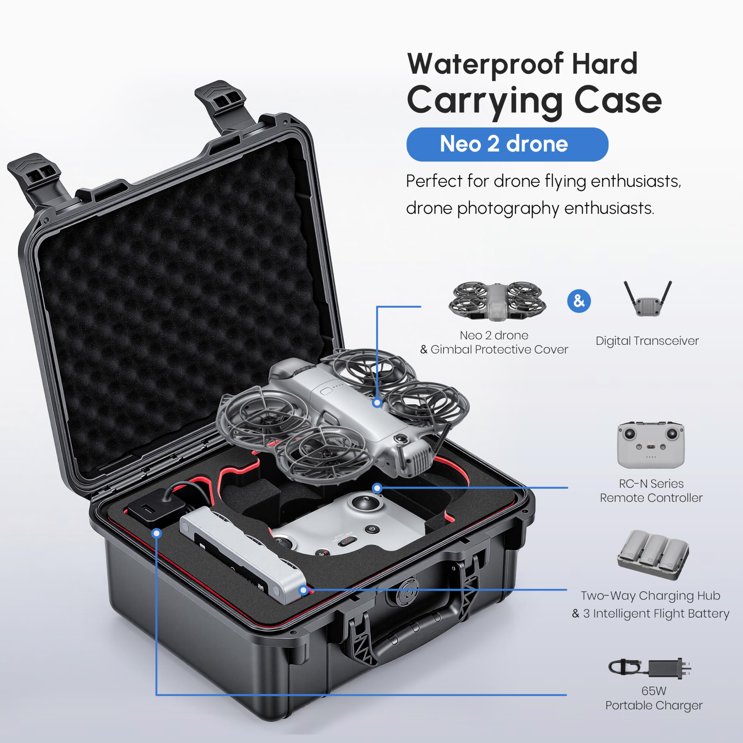 NEO 2 Case,Waterproof Hard Car - Drone Joystick Cover recension och pris