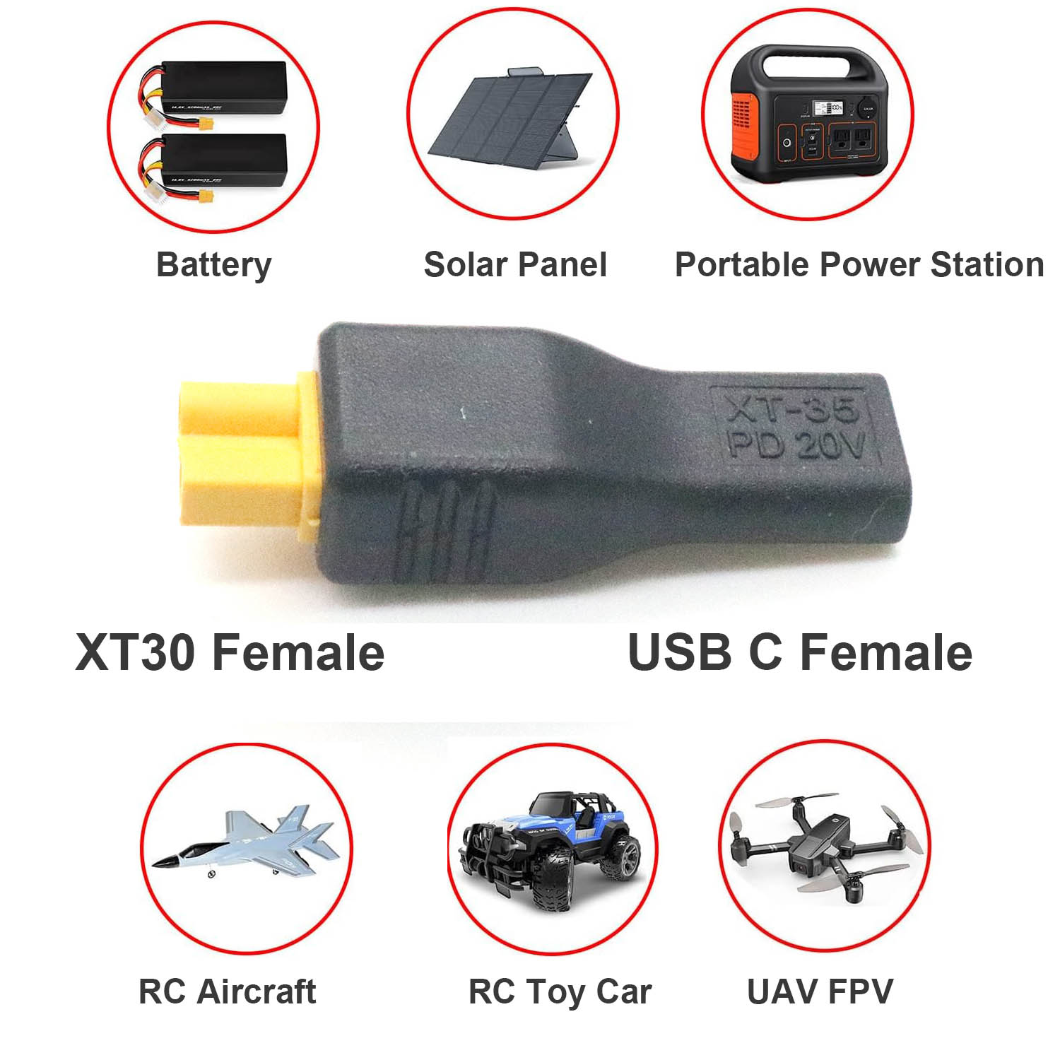 1pc USB Type C Female Input to - Drone Battery Adapter recension och pris